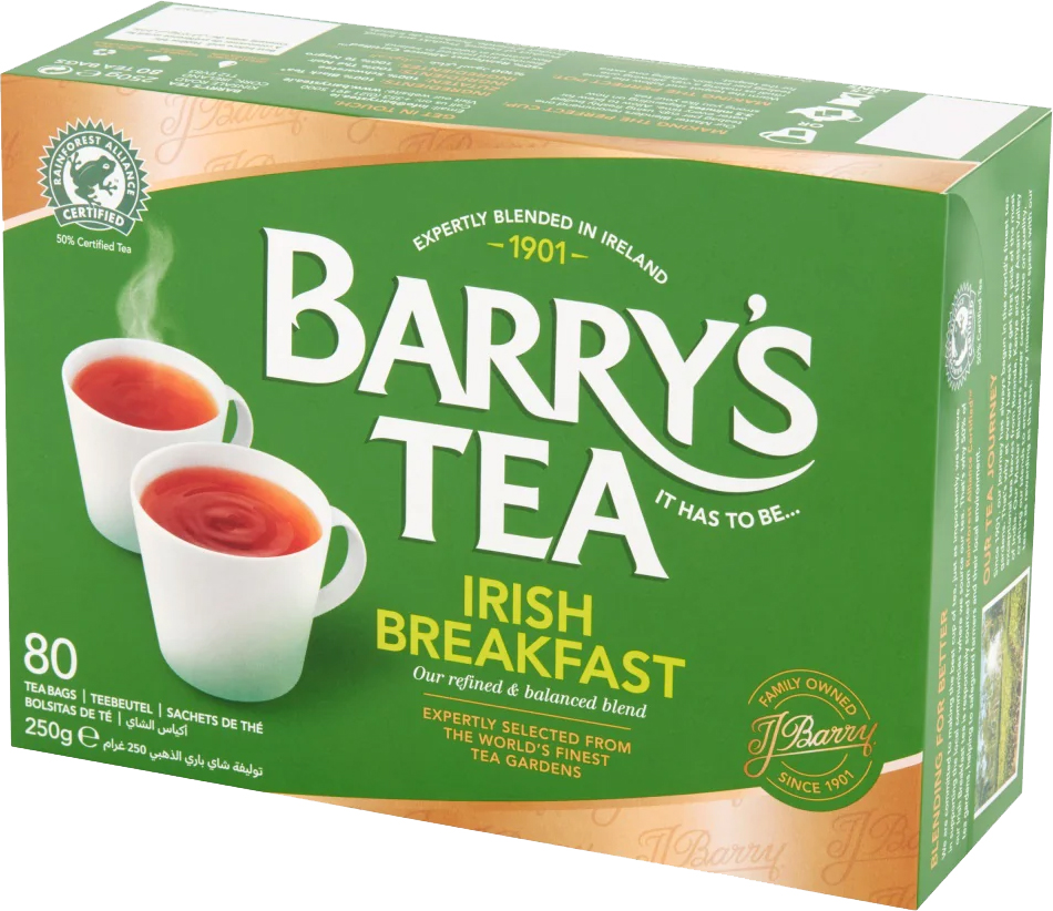 Barrys Tea Breakfast Green 80 Bags 250g (8.8oz) X 6 Food Ireland Wholesale