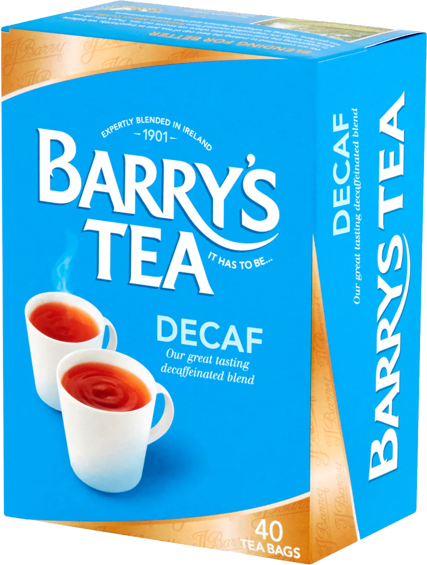 Barrys Tea Decaffeinated 40 Bags 125g (4.4oz) X 6 Food Ireland Wholesale