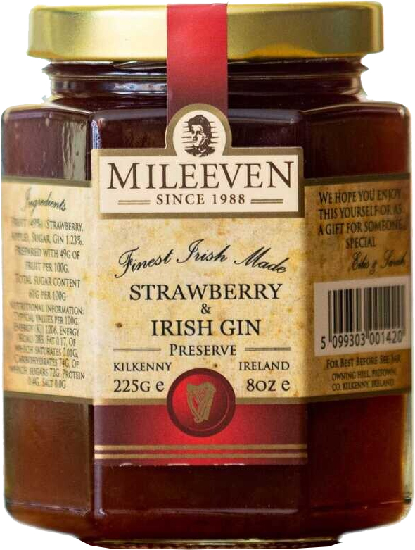 Mileeven Strawberry & Irish Gin Preserve 225g (7.9oz) X 12 Food