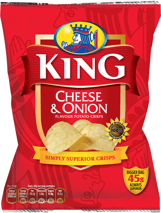 King Cheese & Onion 37g (1.3oz) X 50 Food Ireland Wholesale