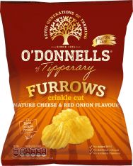 O' Donnells Furrows Cheese & Onion 50g (1.8oz) X 32