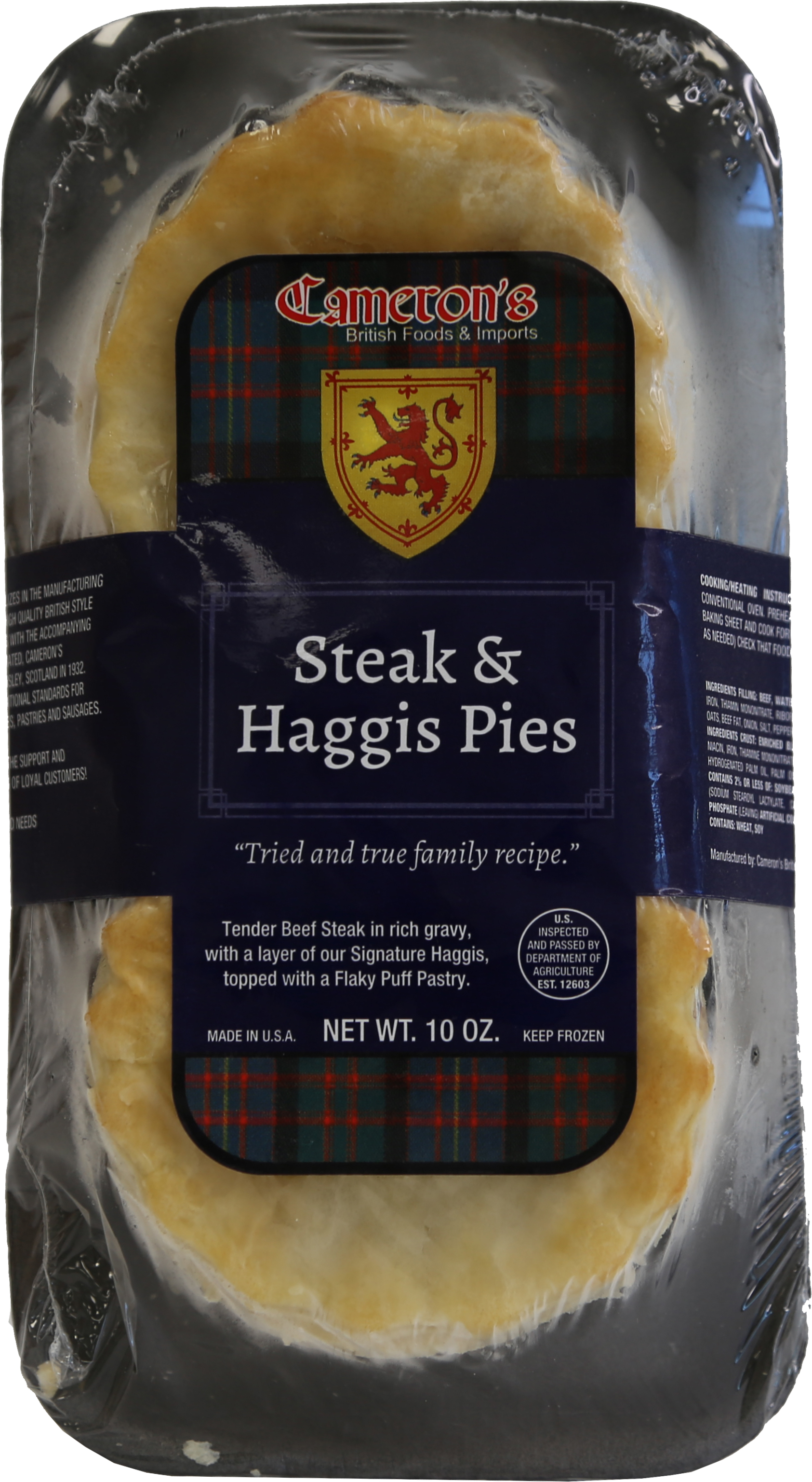 Cameron's Steak & Haggis Pies 2 Pk 285g (10oz) X 12 Food Ireland Wholesale